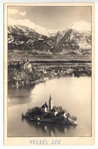 AK, Bled, Slovenien, Partie am Veldes See [Bleder See], 1945