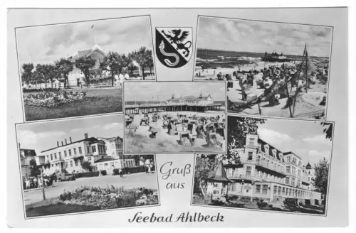 AK, Seebad Ahlbeck auf Usedom, fünf Abb., gestaltet, 1965