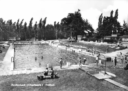 AK, Reichenbach Oberlausitz, Freibad, belebt, 1968