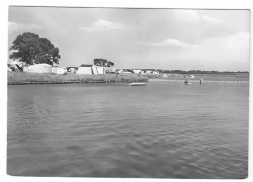 AK, Leisten am Plauer See, Kr. Lübz, Blick zum Zeltplatz, 1975