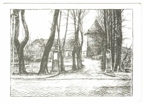 AK, Plau Meckl., Kr. Lübz, Blick zum Burgturm, Künstlerkarte, um 1990