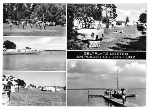 AK, Leisten am Plauer See, Kr. Lübz, Zeltplatz, fünf Abb., 1971