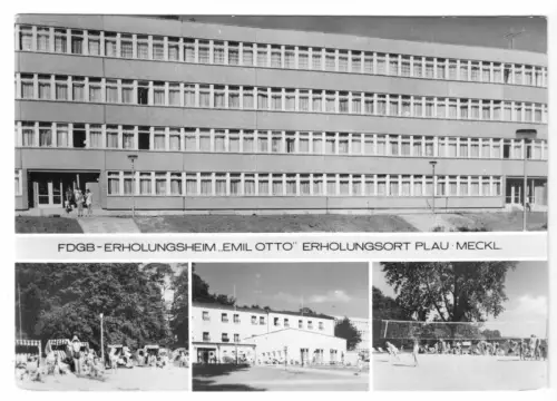 AK, Plau Meckl., Kr. Lübz, FDGB-Erholungsheim "Emil Otto", vier Abb., 1977