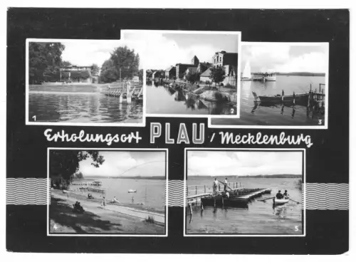 AK, Plau Meckl., Kr. Lübz, fünf Abb., gestaltet, 1966