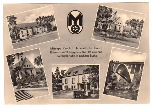 AK, Hermsdorf Thür., Mitropa Rasthof Hermsdorfer Kreuz, fünf Abb., 1964