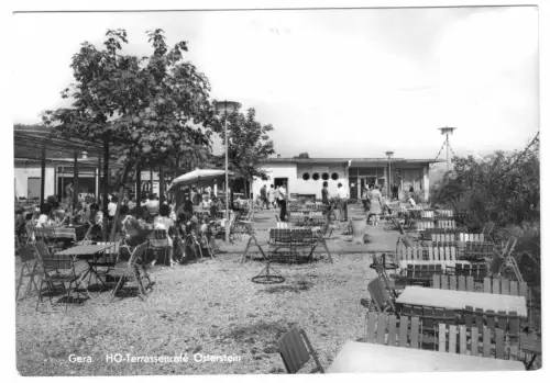 AK, Gera, HO-Terrassencafé Osterstein, belebt, 1974
