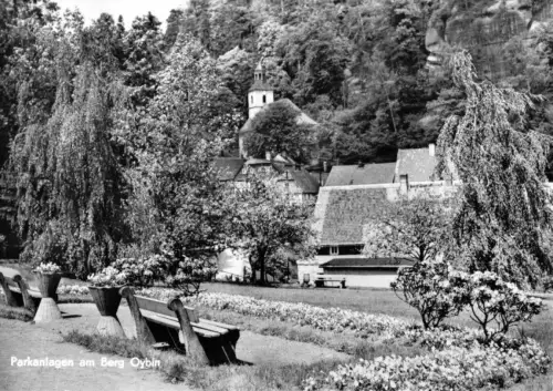 AK, Kurort Oybin Kr. Zittau, Parkanlagen am Berg Oybin, 1978