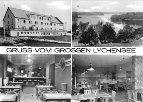 AK, Lychen, Ferienzentrum VEB Baumwollspinnerei Leinefelde, vier Abb., 1976