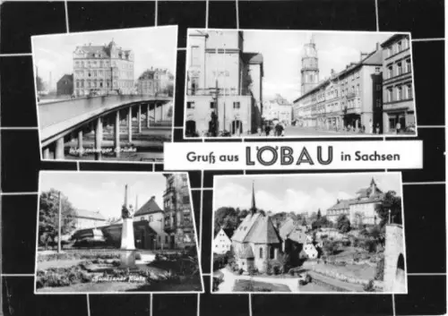 AK, Löbau Sachs., vier Abb., gestaltet, 1963