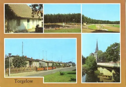 AK, Torgelow Kr. Ueckermünde, 5 Abb. u.a. Stadion, 1985