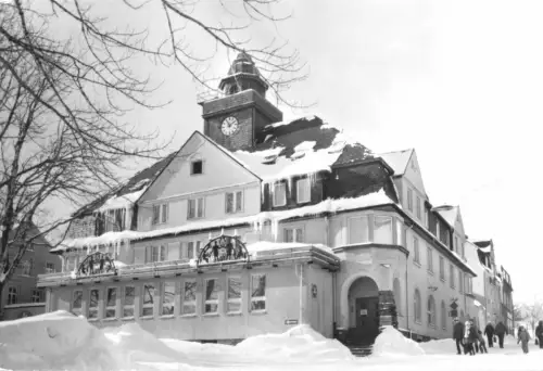 AK, Kurort Oberwiesenthal Erzgeb., Ferienheim "Friedenswacht", Winterans., 1985