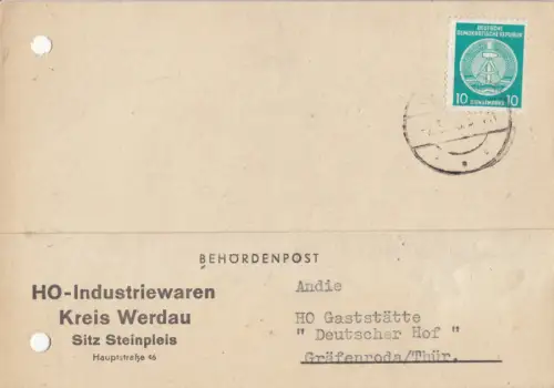 Geschäftspostkarte, Michel-Nr. DDR Dienst 35y, o ... 2.5.58