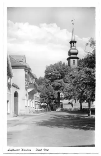 AK, Wirsberg Fichtelgeb., Hotel Post, Kirche, um 1955