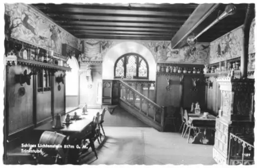 AK, Schloß Lichtenstein Schwäb. Alb, Trinkstube, 1960