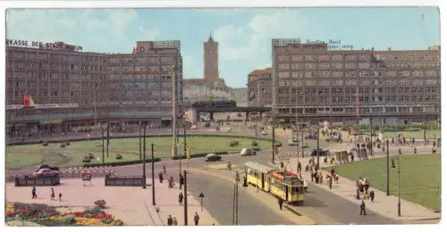 AK lang, Panoramakarte, Berlin Mitte, Alexanderplatz, 1961