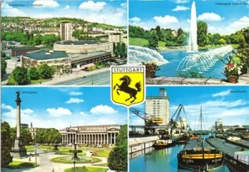 AK, Stuttgart, vier Abb., Wappen, 1976