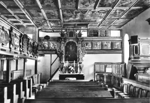 AK, Schellerhau Erzgeb., Dorfkirche, Blick zum Altar, 1969