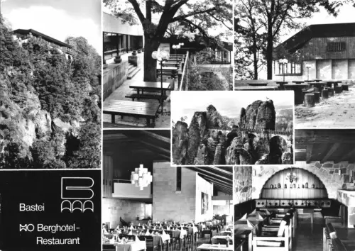 AK, Sächs. Schweiz, Bastei, HO-Berghotel - Restaurant, sechs Abb., 1980