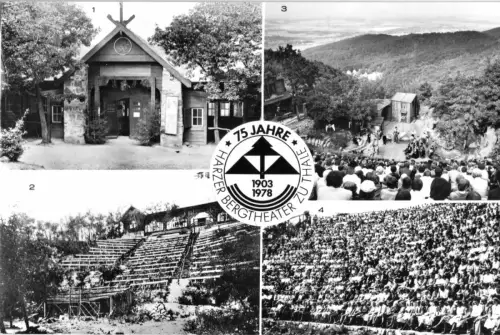 AK, Thale Harz, 75 Jahre Harzer Bergtheater, vier Abb., 1977