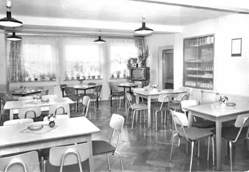 AK, Sachsenbrunn Kr. Hildburghausen, Gaststätte "Werratal", Gastraum, 1975