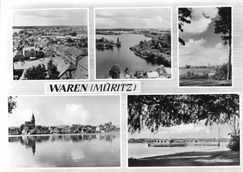 AK, Waren Müritz, fünf Abb., gestaltet, 1964