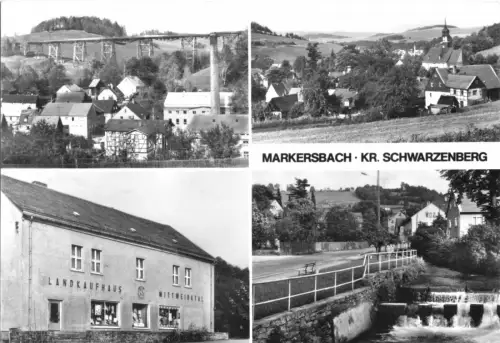 AK, Markersbach Kr. Schwarzenberg, vier Abb., u.a. Landkaufhaus, 1985