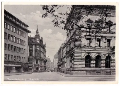 AK, Leipzig, Blick in die Peterstr., 1951