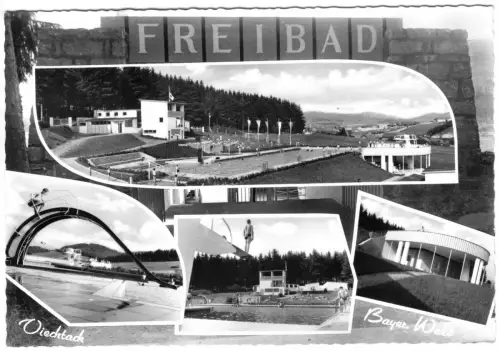 AK, Viechtach Byer. Wald, Freibad, vier Abb., gestaltet, 1963