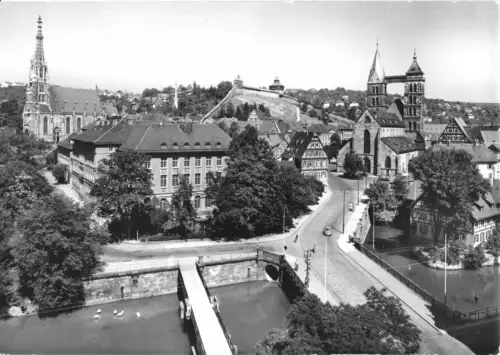 AK, Eßlingen Neckar, Teilansicht mit Stadtkirche, Frauenkirche und Burg, 1966