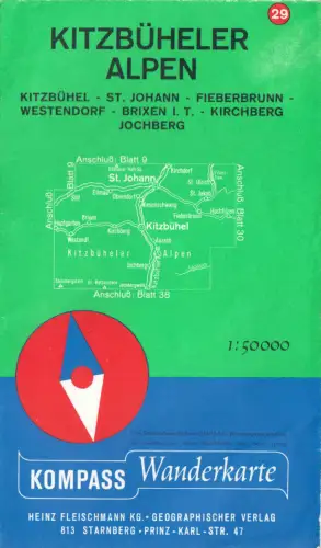 Kompass Wanderkarte, Kitzbüheler Alpen, um 1975