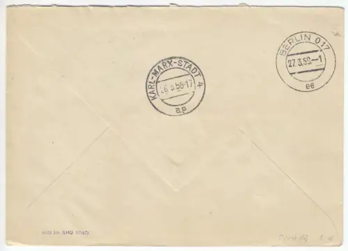 Dienstbrief, Mi.-Nr. DDR Dienst 17, UB H, o Karl-Marx-Stadt, 26.3.58