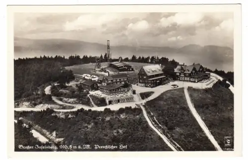 AK, Inselsberg, Thür. Wald, Gipfelbebauung, Luftbildansicht, Version 1, um 1940