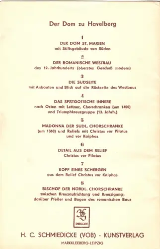AK-Mappe mit 8 AK, Der Dom zu Havelberg, 1965