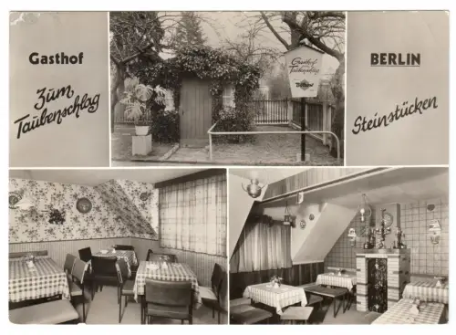 AK, Berlin Wannsee, OT Steinstücken, Gasthof "Zum Taubenschlag", 3 Abb., um 1965