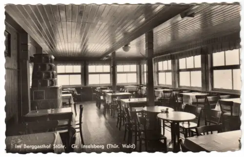 AK, Inselsberg Thür. Wald, Berggasthof Stöhr, Gastraum, 1956