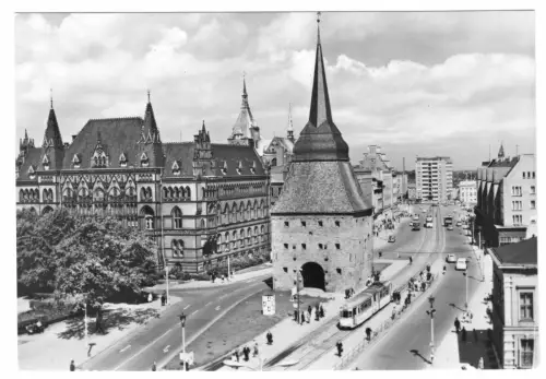 AK, Rostock, Partie am Steintor mit Straßenbahn, 1968