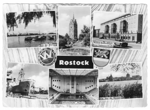 AK, Rostock, sechs Abb., gestaltet, 1960