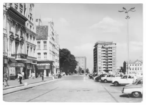 AK, Rostock, Blick zum Hochhaus am Ernst-Thälmann-Platz, 1971