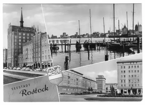 AK, Rostock, drei Abb., gestaltet, 1967