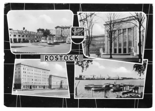 AK, Rostock, vier Abb., gestaltet, 1963
