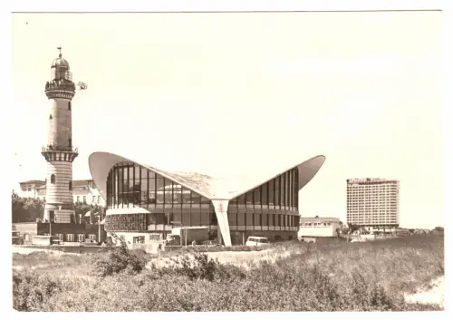 AK, Rostock Warnemünde, Leuchtturm, Teepott und Hotel "Neptun", 1975