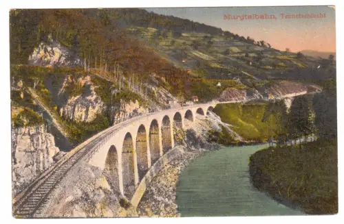 AK, Langenbrand, Tennetschlucht, Viadukt der Murgtalbahn, um 1914