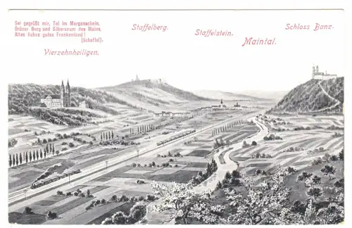AK, Maintal mit Vierzehnheiligen, Staffelstein und Schloß Banz, um 1910