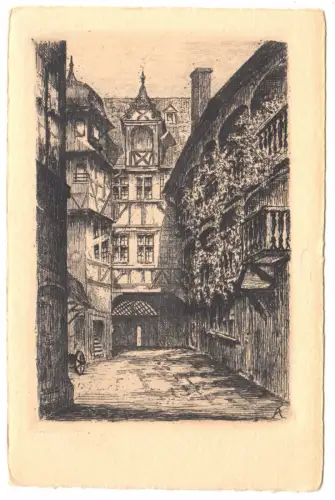 AK, Frankfurt am Main, Römerhöfchen, Original-Radierung, um 1920