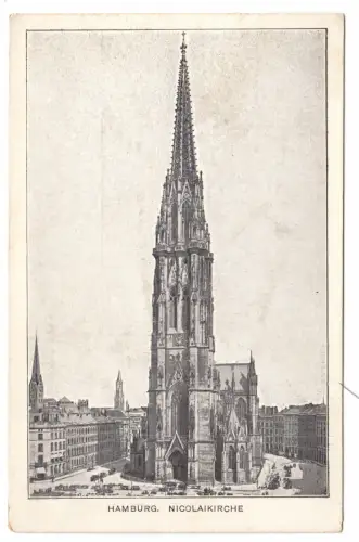 AK, Hamburg, Nicolaikirche und angenzende Bebauung, um 1905