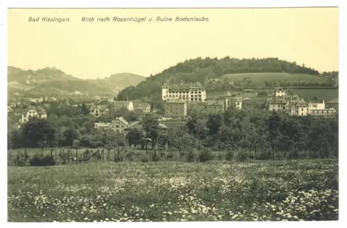 AK, Bad Kissingen, Blick nach dem Rosenhügel u. Ruine Bodenlaube, um 1906