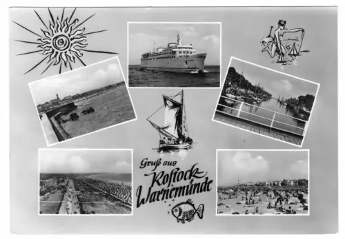 AK, Rostock Warnemünde, fünf Abb. und Gestaltungselemente, 1966