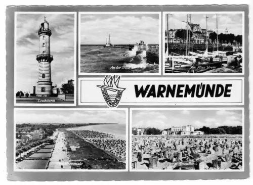AK, Rostock Warnemünde, fünf Abb., gestaltet, Ostseewoche 1962