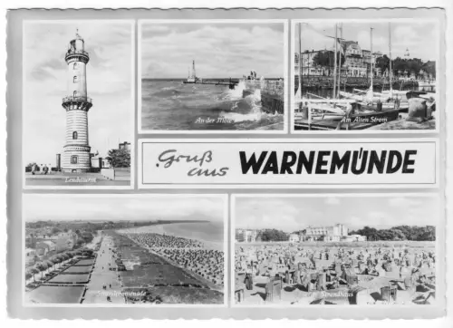 AK, Rostock Warnemünde, fünf Abb., gestaltet, 1960