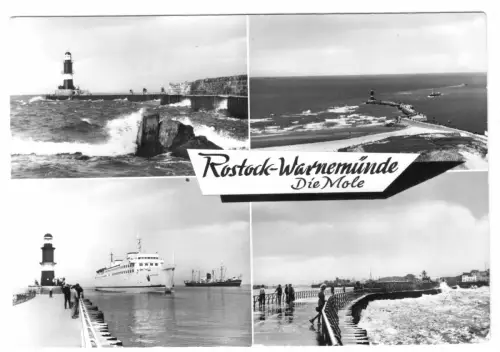 AK, Rostock Warnemünde, Die Mole, vier Abb., 1982